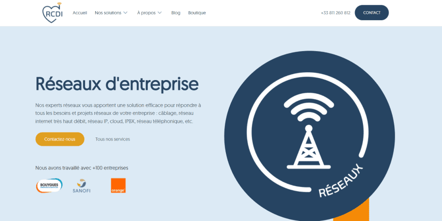 Landing page réseaux d'entreprise RCDI