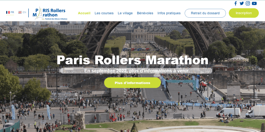 Page d'acceuil paris Roller Marathon