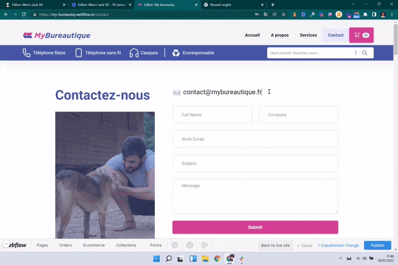 ajout d'un lien vers un mail sur un site webflow