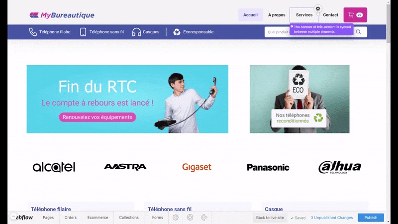 Fonctionnalité pour ouvrir un lien dans une autre page web depuis Webflow