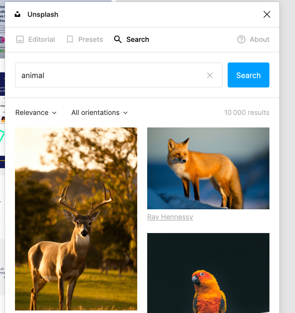 Screenshot outil figma plugin Unsplash