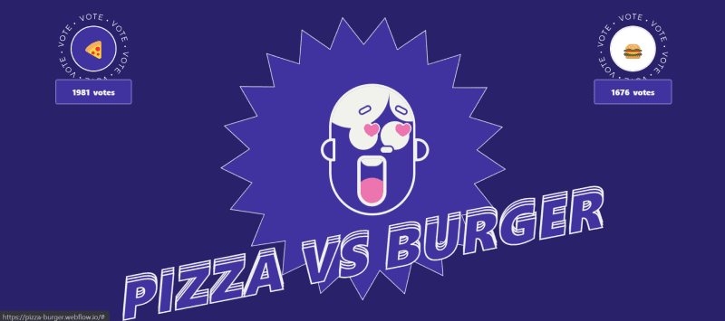 Screenshot site Webflow : Pizza VS Burger