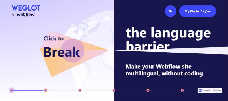 Screenshot site Webflow : Weglot For Webflow