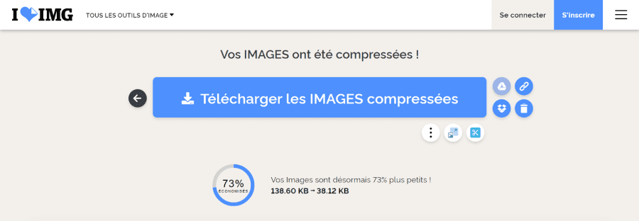 Compression d'un open graph image sur IloveIMG par 73%