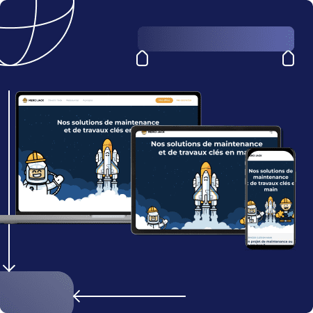 Site Webflow de mercijack.co sur 3 supports (ordinateur, tablette et smartphone)