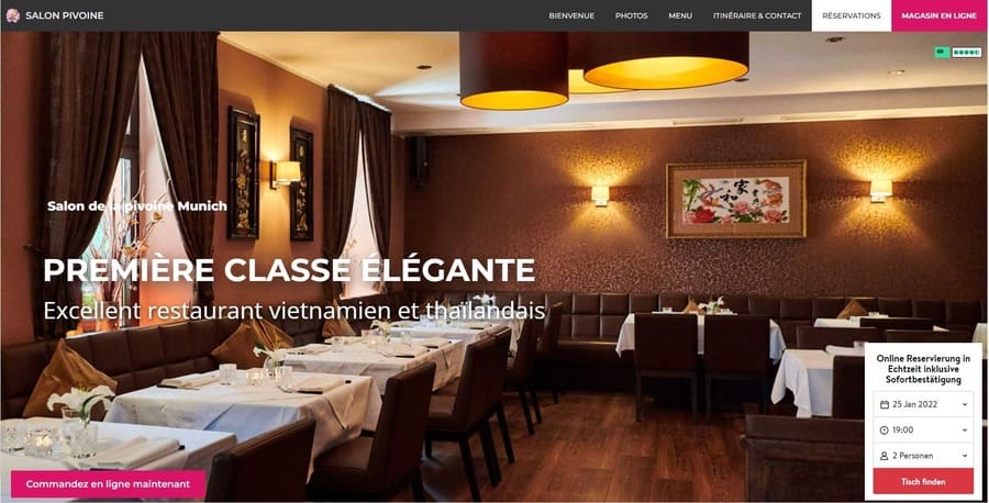 Système de réservation openTable depuis un site de restaurant