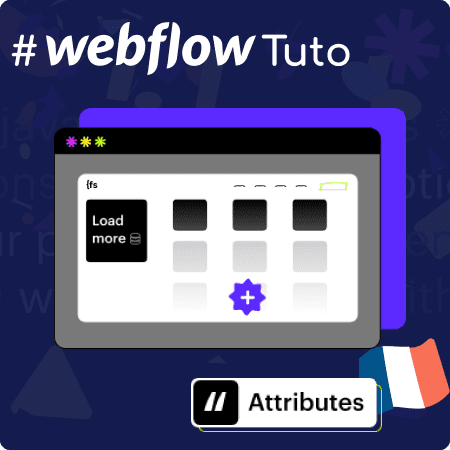 #webflotuto avec le logo finsweet attributes et un drapeau français