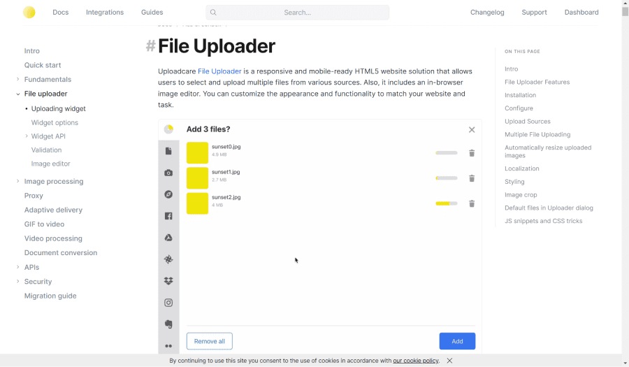 Embed code personnalisé Uploadcare
