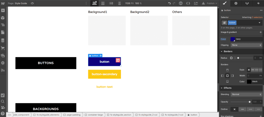 Personnalisation boutons Webflow