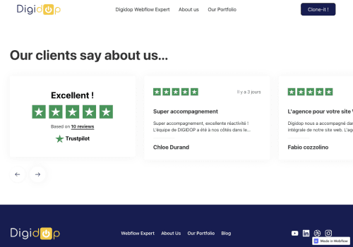 Slider d'avis clients Truspilot