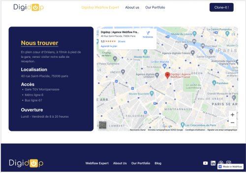 Carte Google Maps et informations sur les accès à un lieu