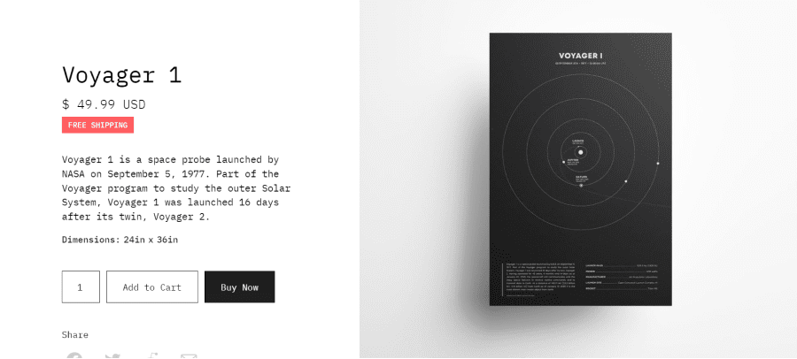 Site E-commerce Webflow Space Posters