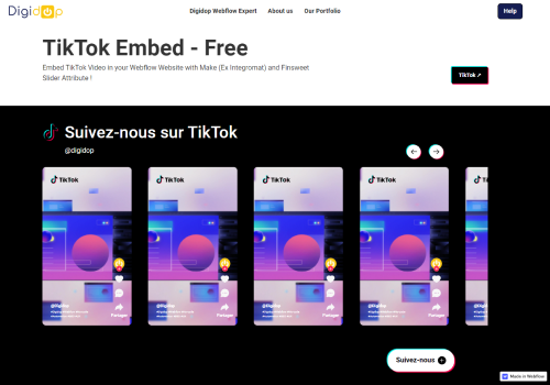 Template Webflow Showcase - TikTok Video Slider