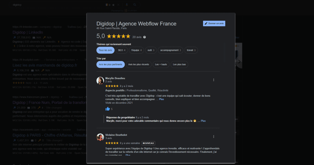 Avis Google Review Digidop