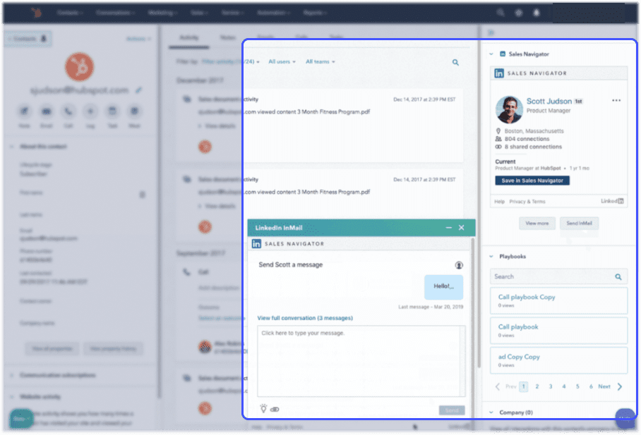 interface hubpot avec focus sur l'outil de suivi client