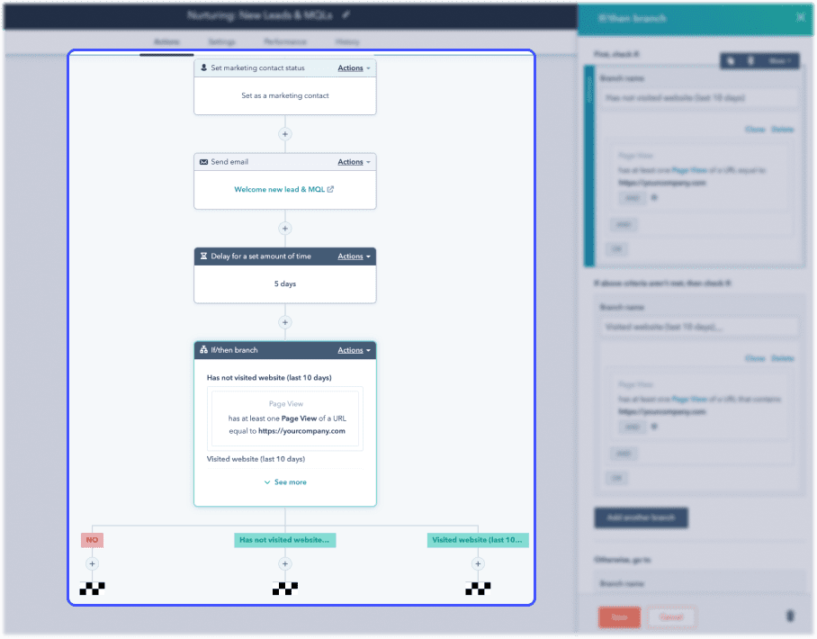 interface hubpot avec focus sur l'outil d'automatisation