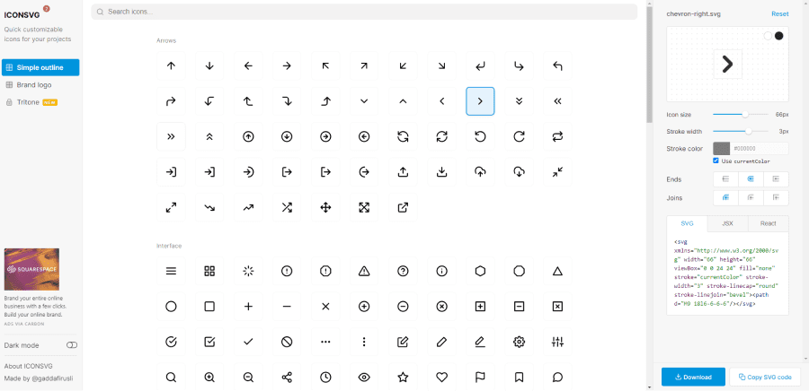 Site web iconsvg