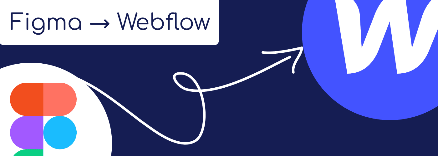 Logo Figma avec une flèche vers le logo de Webflow
