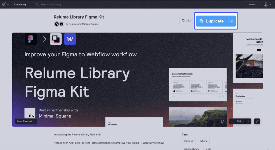 image du kit relume client first sur figma