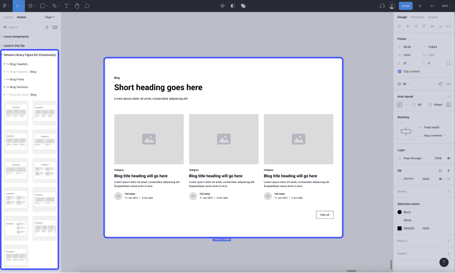 image d'ajout d'un component de la relume library dans figma