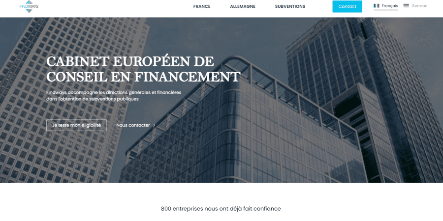 Screen Page accueil Findways nouveau site