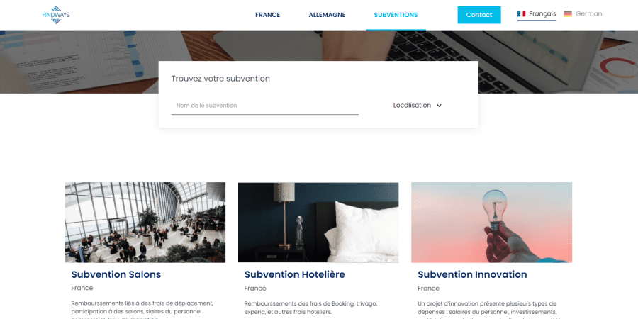 Subventions Landing Webflow Findways