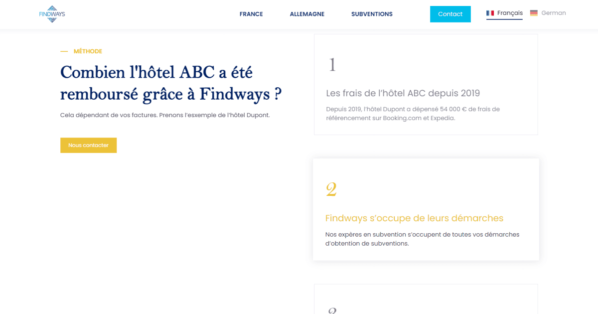 Subventions HĂŽtels Site Webflow Findways