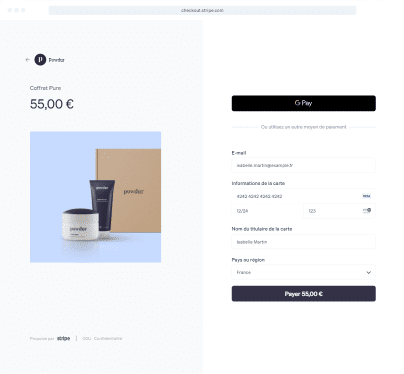 interface stripe checkout paiement en ligne
