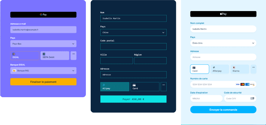 3 interfaces de paiement personnalisés sur l'outil stripe