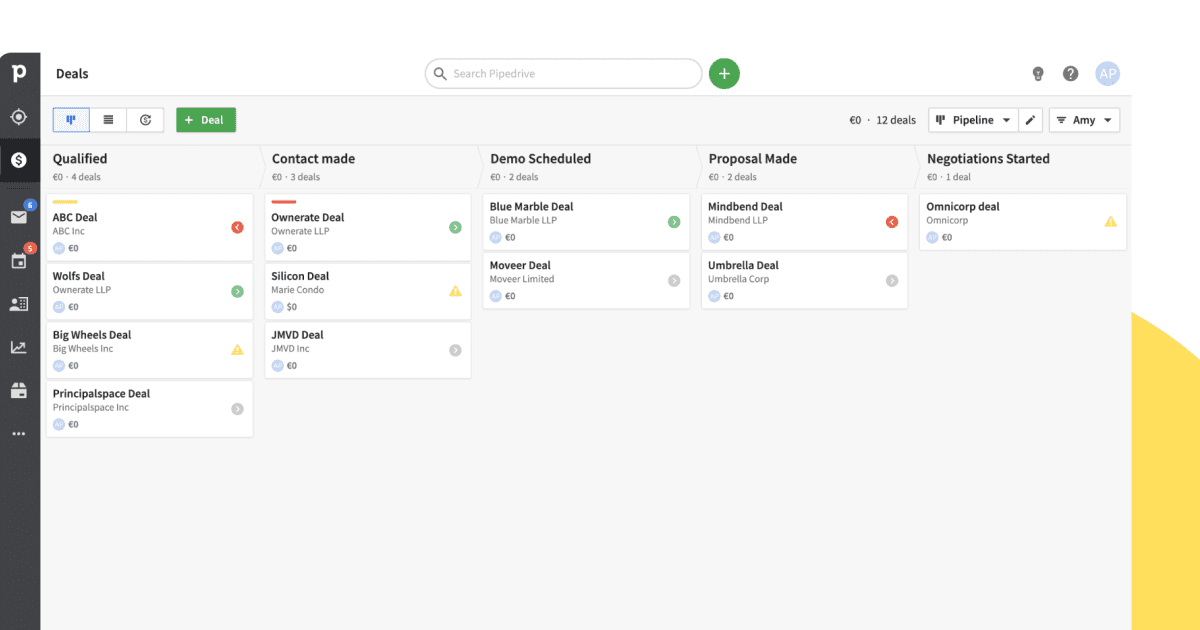 interface du crm pipedrive