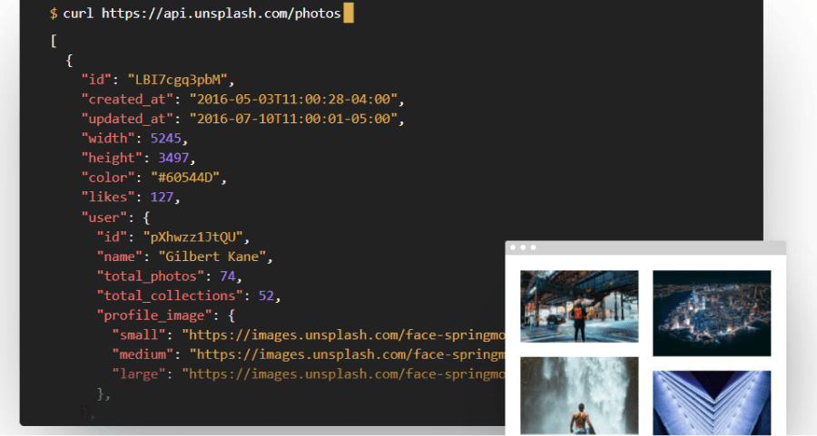 image de lignes de code de l'API de unsplash