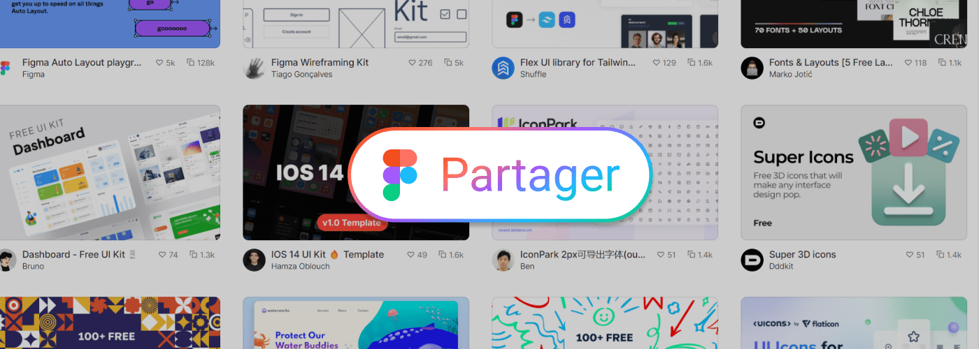 projets de la communauté figma avec bouton partager et logo figma