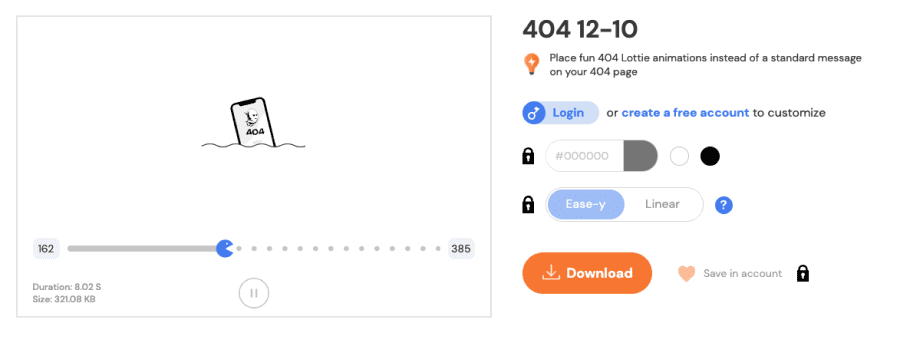 interface de personnalisation des visuels animés lottieflow