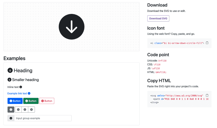 interface de téléchargement d'icone dans l'interface bootstrap
