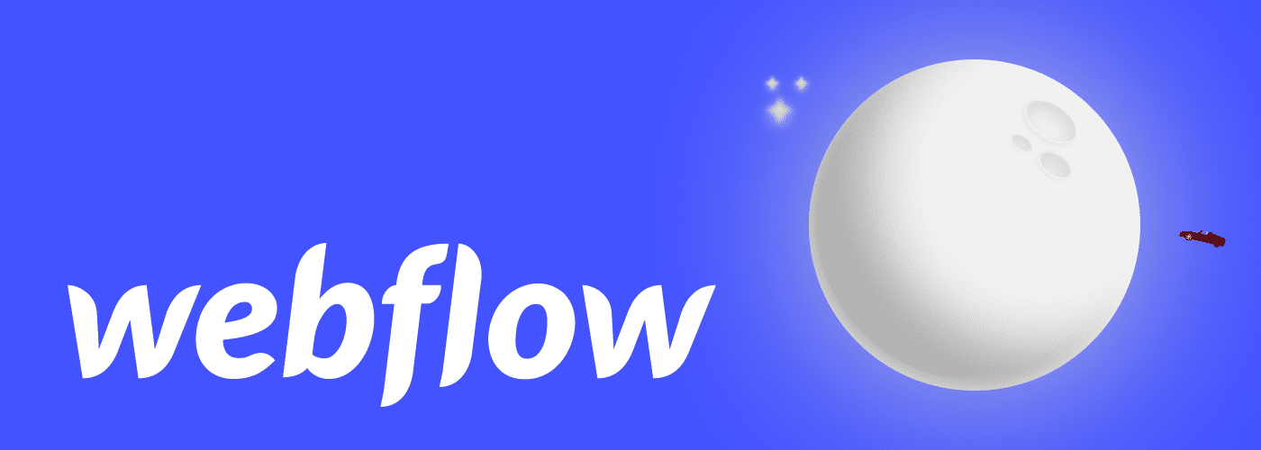 Logo Webflow avec une lune et une voiture qui vole