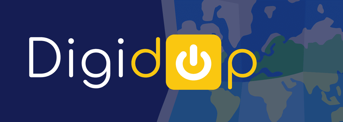 Logo Digidop avec une carte en arrière plan
