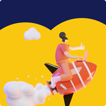 Design avec une fusée qui vole