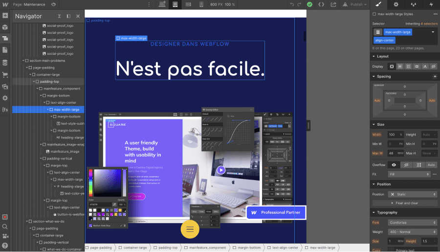 Webflow interface deigner
