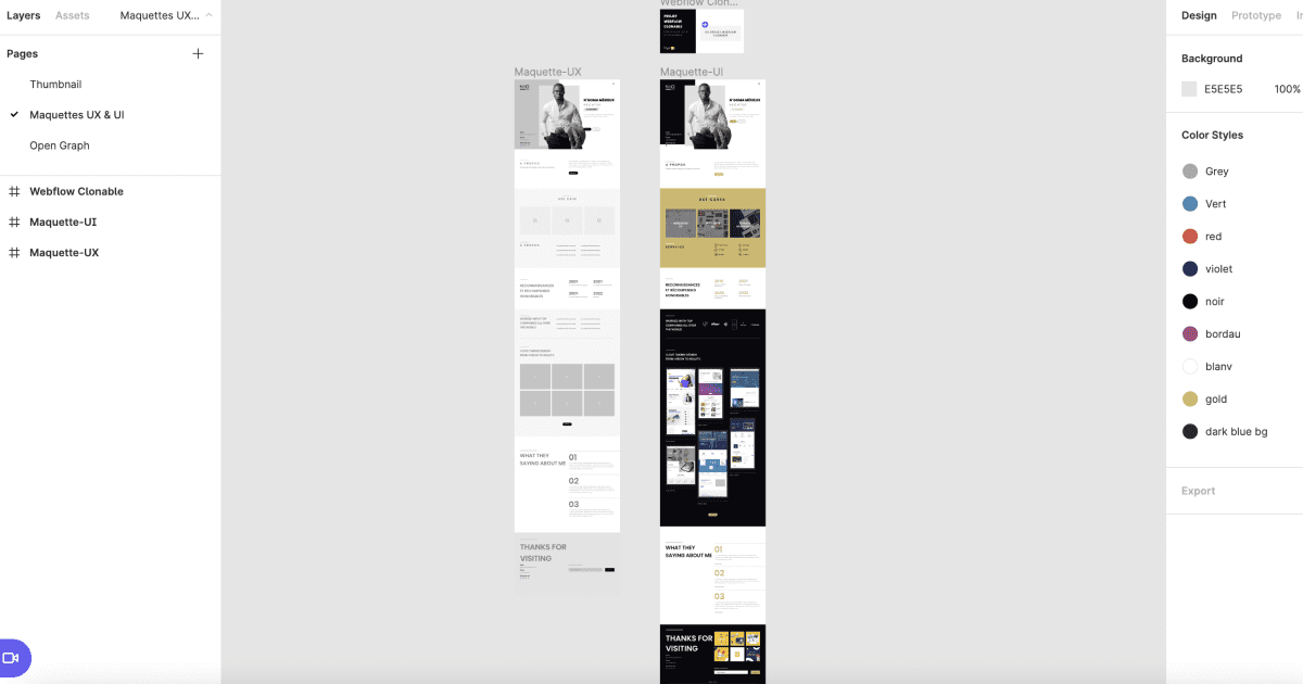 Maquette UX + UI design d'une landing page sur Figma