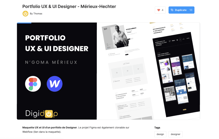 Capture d'écran du fichier Figma "Portfolio UX designer"