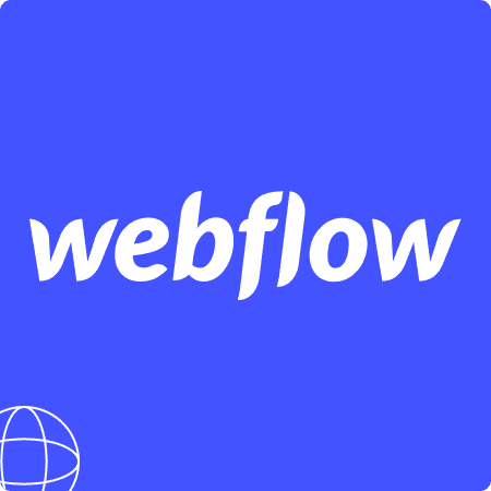 Logo Webflow sur fond bleu