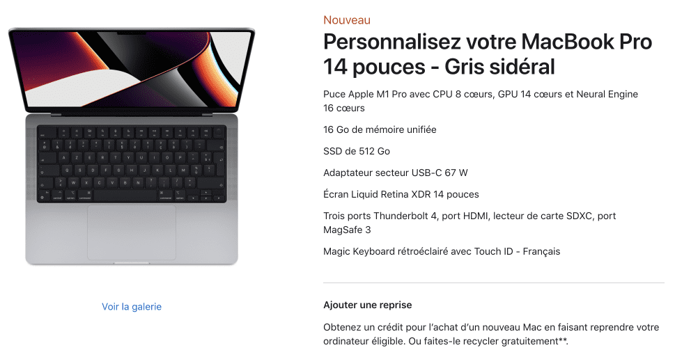 Macbook pro 14 pouces - Gris sidéral