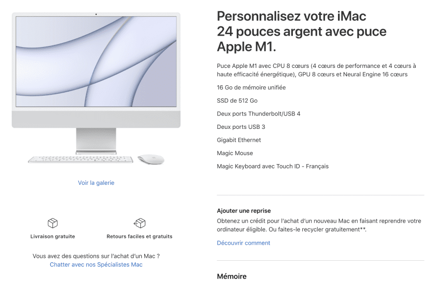iMac 24 pouces couleur argent