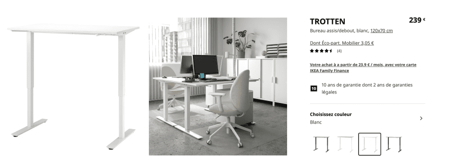 Bureau TROTTEN blanc de chez Ika