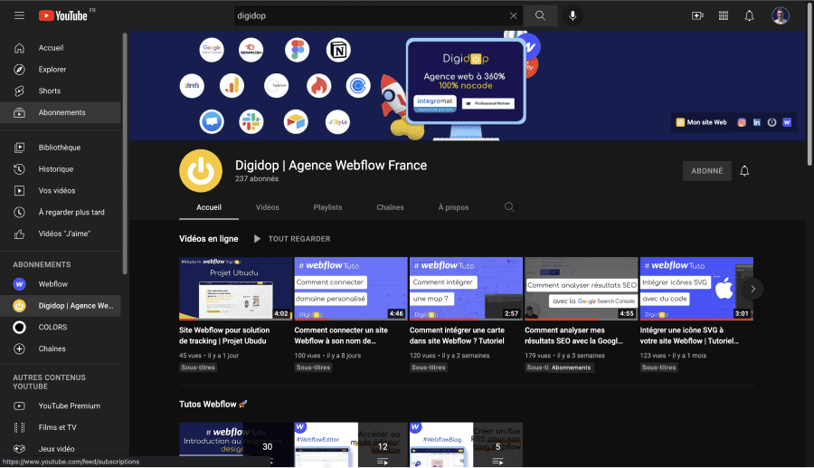 Chaîne Youtube de Digidop
