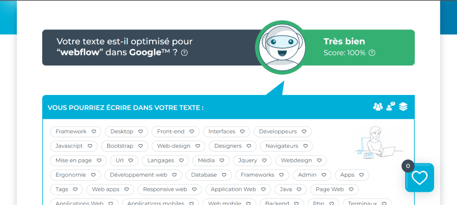 Interface outil de recherche de mot-clés : 1.fr
