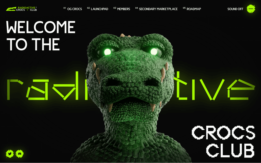 Site Webflow sur la collection NFT Radioactive Crocs Club