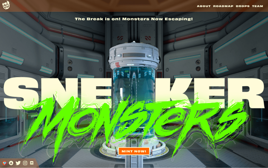 Site Webflow sur la collection NFT Sneakers Monsters