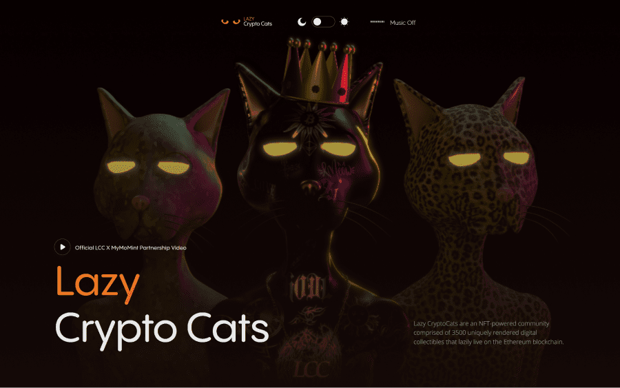 Site Webflow sur la collection NFT Lazy CryptoCats