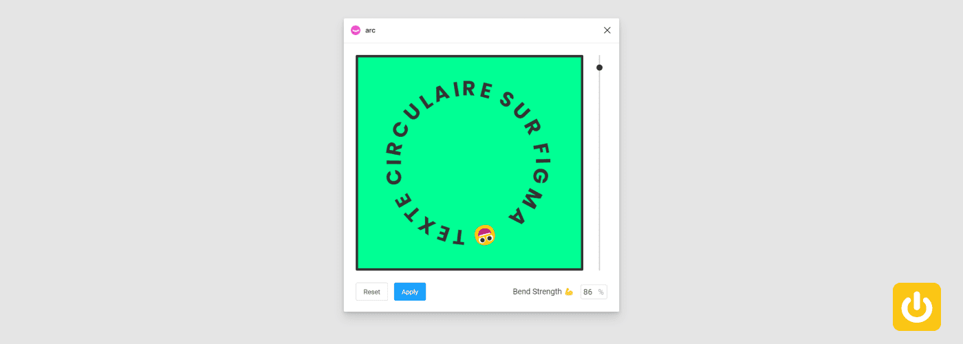 texte ciruclaire depuis le plugin figma arc sur fond vert